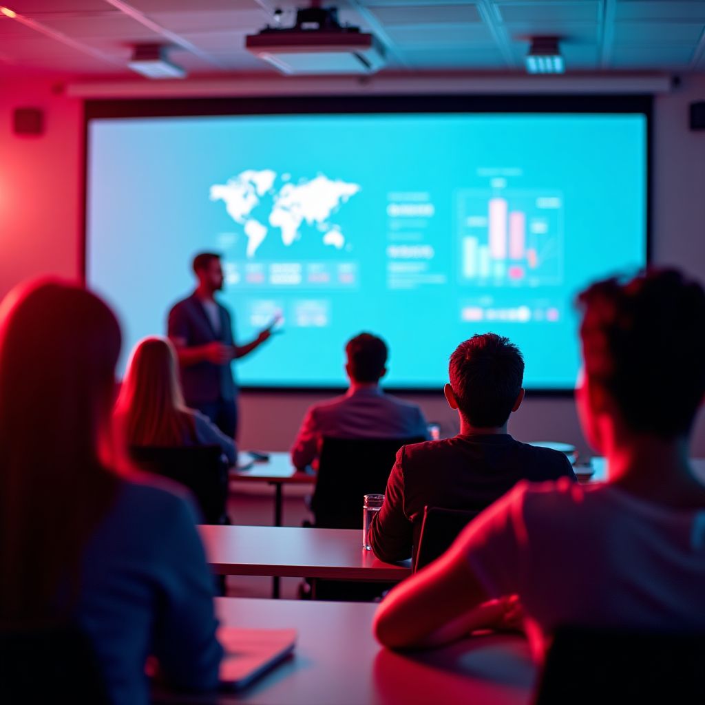 Sesión de clase en la academia de inversión