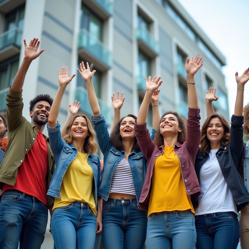 Estudiantes celebrando la finalización de un curso